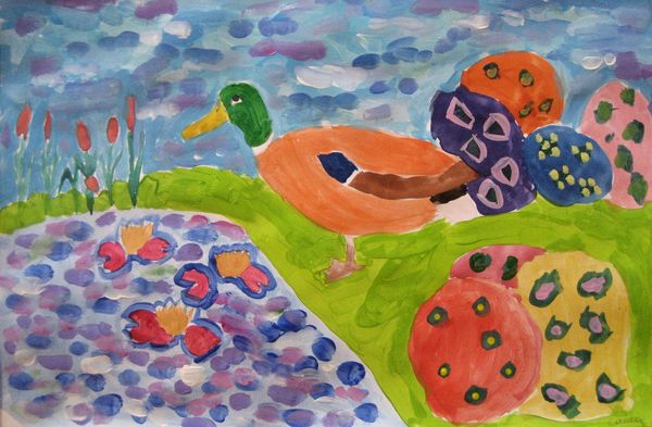 Art Studio PALETTE. Aleksandra Malisheva Picture.  Tempera Animals Birds 